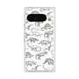 プレミアムスクエアケース with Pixelsnap［ Dinosaurs No.2 - White ］