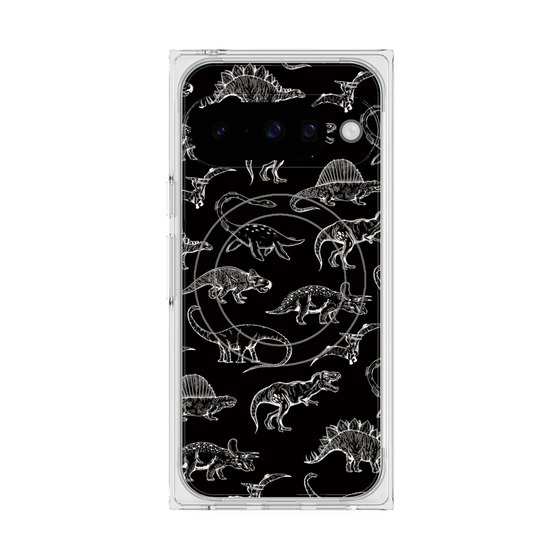 プレミアムスクエアケース with Pixelsnap［ Dinosaurs No.2 - Black ］
