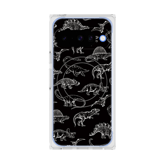プレミアムスクエアケース with Pixelsnap［ Dinosaurs No.2 - Black ］