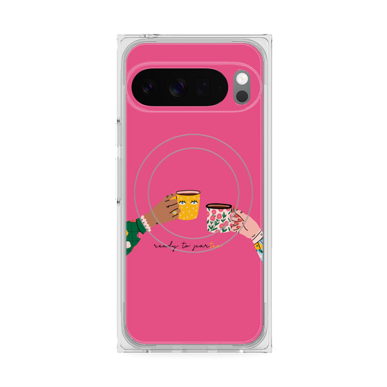 プレミアムスクエアケース with Pixelsnap［ Teatime - Pink ］