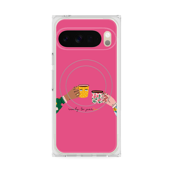プレミアムスクエアケース with Pixelsnap［ Teatime - Pink ］