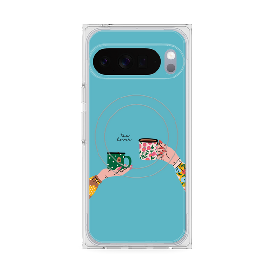 プレミアムスクエアケース with Pixelsnap［ Teatime - Blue ］