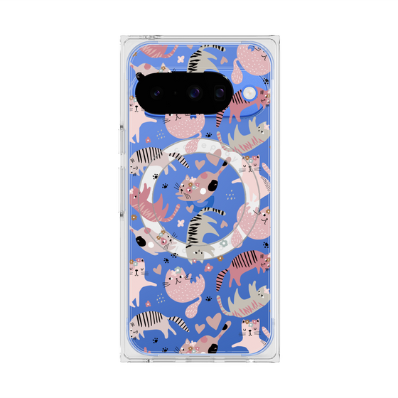 プレミアムスクエアケース with Pixelsnap［ Funny Cats - 02 ］