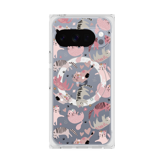プレミアムスクエアケース with Pixelsnap［ Funny Cats - 02 ］