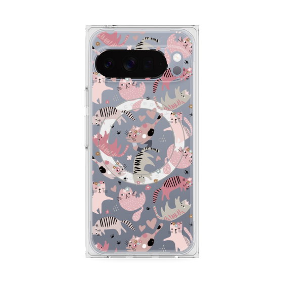 プレミアムスクエアケース with Pixelsnap［ Funny Cats - 02 ］