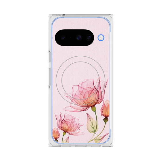 プレミアムスクエアケース with Pixelsnap［ Natural Flower - Pink ］