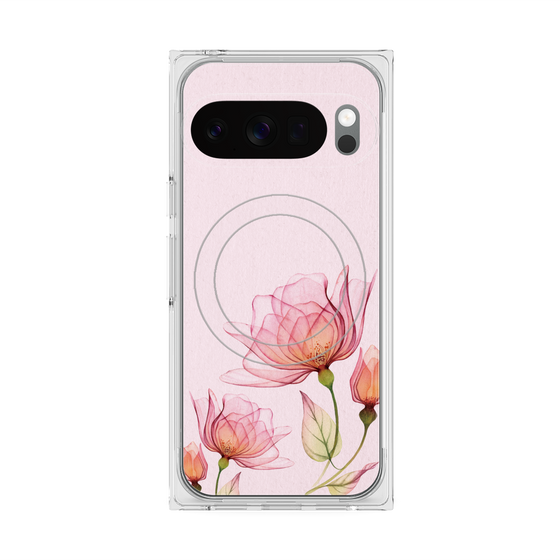 プレミアムスクエアケース with Pixelsnap［ Natural Flower - Pink ］