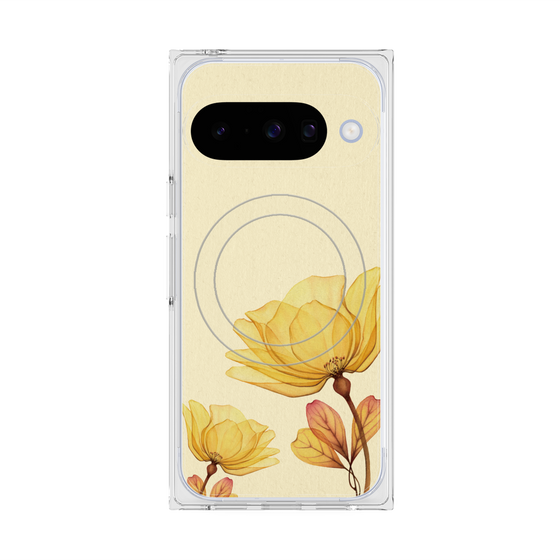 プレミアムスクエアケース with Pixelsnap［ Natural Flower - Yellow ］