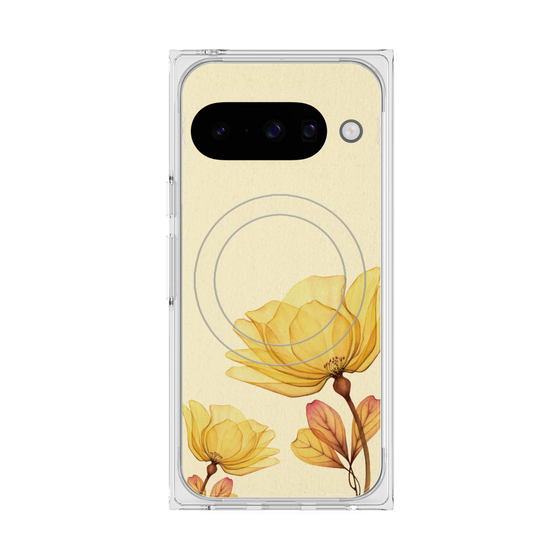 プレミアムスクエアケース with Pixelsnap［ Natural Flower - Yellow ］
