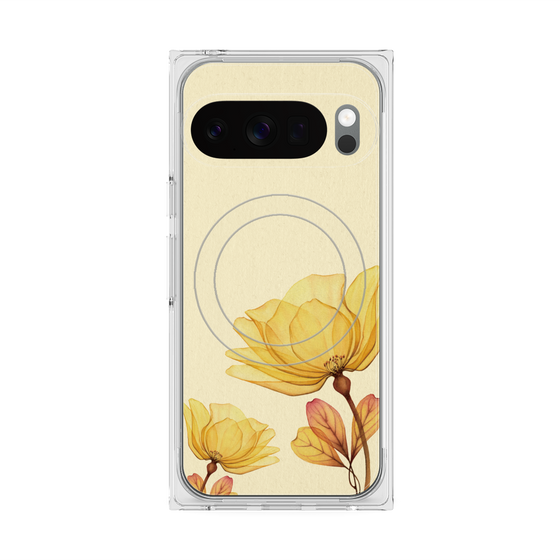 プレミアムスクエアケース with Pixelsnap［ Natural Flower - Yellow ］