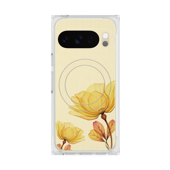 プレミアムスクエアケース with Pixelsnap［ Natural Flower - Yellow ］