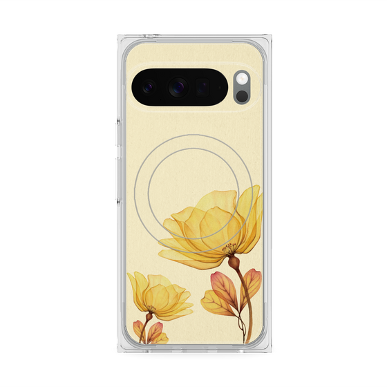 プレミアムスクエアケース with Pixelsnap［ Natural Flower - Yellow ］