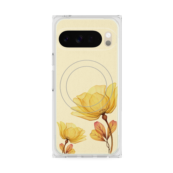 プレミアムスクエアケース with Pixelsnap［ Natural Flower - Yellow ］