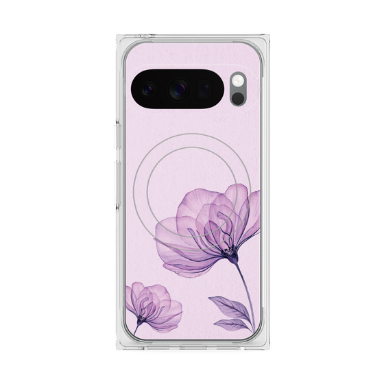 プレミアムスクエアケース with Pixelsnap［ Natural Flower - Purple ］