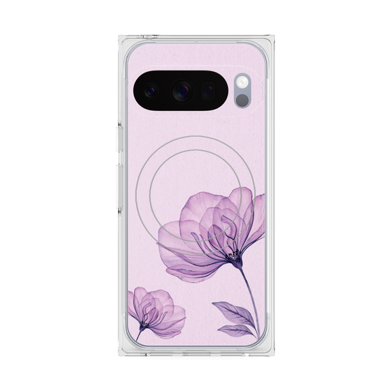 プレミアムスクエアケース with Pixelsnap［ Natural Flower - Purple ］