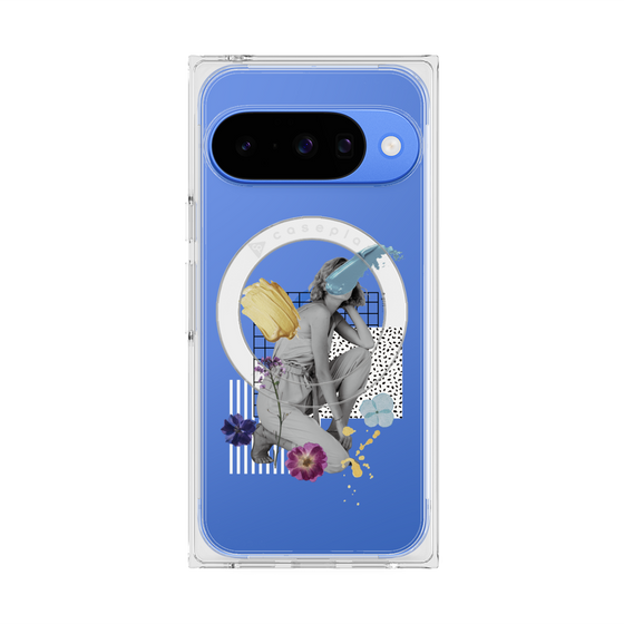 プレミアムスクエアケース with Pixelsnap［ Cool and languid Dull blue ］