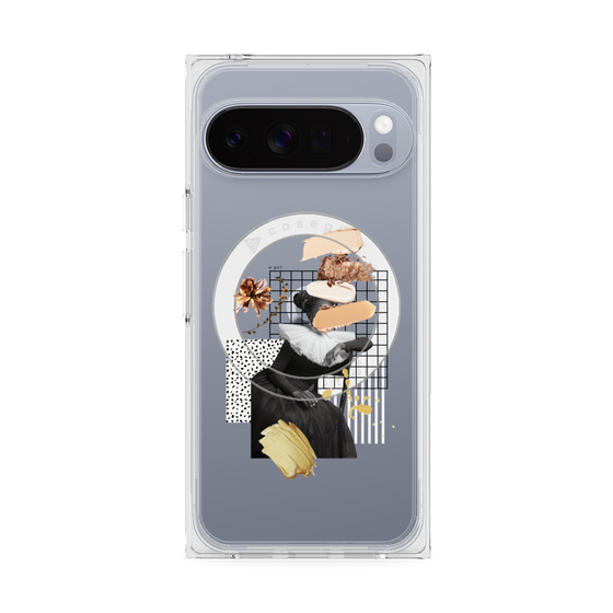 プレミアムスクエアケース with Pixelsnap［ Artistic Fall in Beige ］