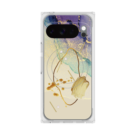 プレミアムスクエアケース with Pixelsnap［ Marble Nuance Painting Purple ］