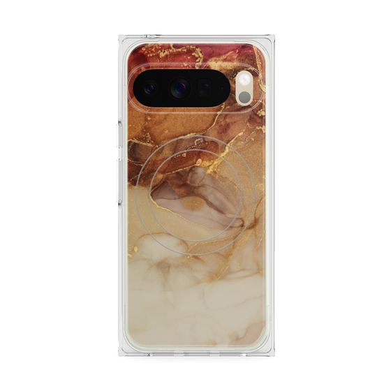 プレミアムスクエアケース with Pixelsnap［ Marble Brown ］