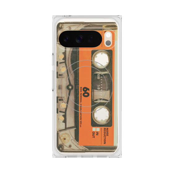 プレミアムスクエアケース with Pixelsnap［ RETORO CASSETTE TAPE - Skeleton Orange ］