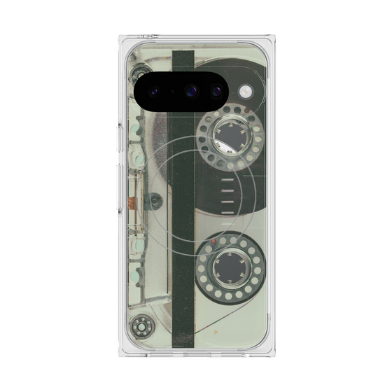 プレミアムスクエアケース with Pixelsnap［ RETORO CASSETTE TAPE - Skeleton Blue ］