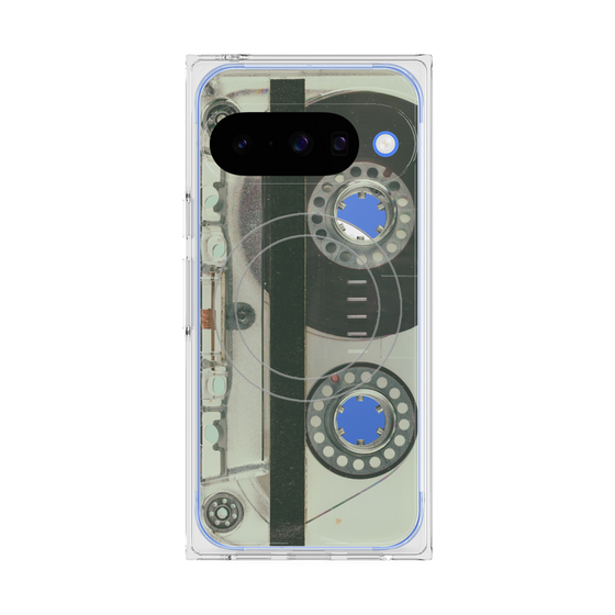 プレミアムスクエアケース with Pixelsnap［ RETORO CASSETTE TAPE - Skeleton Blue ］