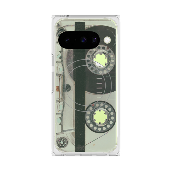 プレミアムスクエアケース with Pixelsnap［ RETORO CASSETTE TAPE - Skeleton Blue ］