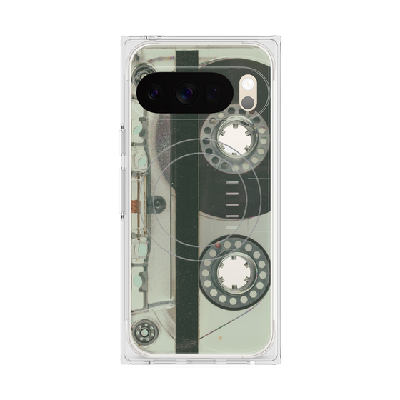 プレミアムスクエアケース with Pixelsnap［ RETORO CASSETTE TAPE - Skeleton Blue ］