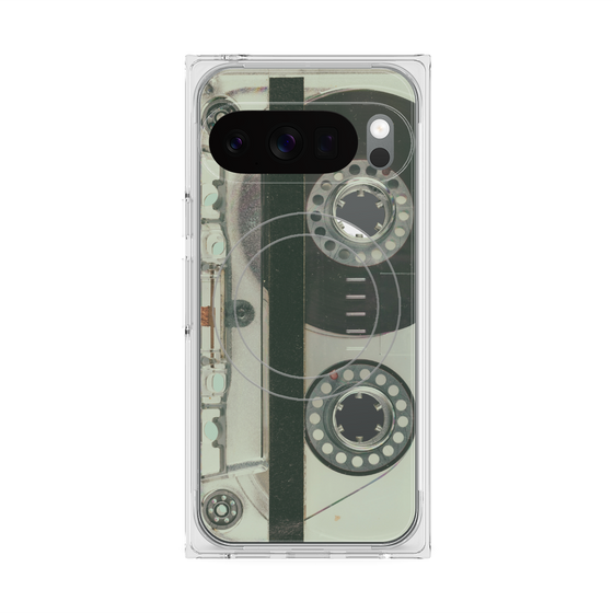 プレミアムスクエアケース with Pixelsnap［ RETORO CASSETTE TAPE - Skeleton Blue ］