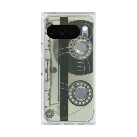 プレミアムスクエアケース with Pixelsnap［ RETORO CASSETTE TAPE - Skeleton Blue ］