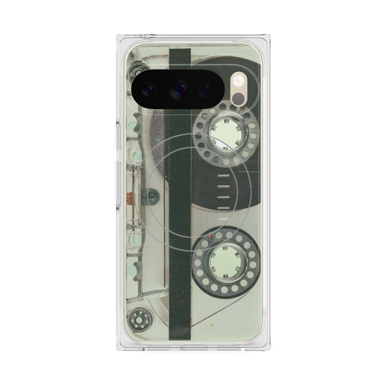 プレミアムスクエアケース with Pixelsnap［ RETORO CASSETTE TAPE - Skeleton Blue ］