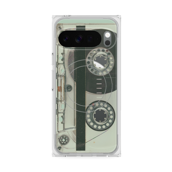 プレミアムスクエアケース with Pixelsnap［ RETORO CASSETTE TAPE - Skeleton Blue ］