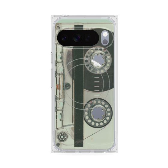 プレミアムスクエアケース with Pixelsnap［ RETORO CASSETTE TAPE - Skeleton Blue ］