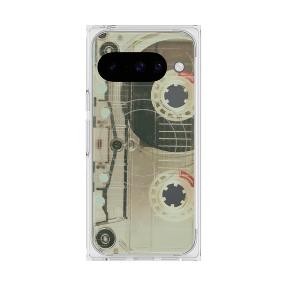 プレミアムスクエアケース with Pixelsnap［ RETORO CASSETTE TAPE - Skeleton Red ］
