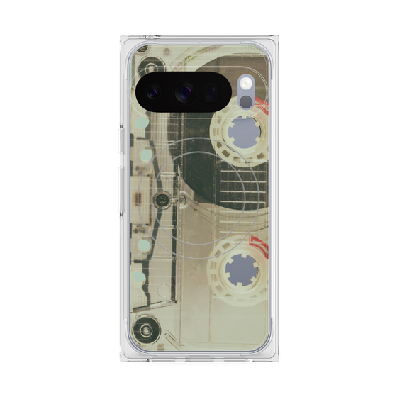 プレミアムスクエアケース with Pixelsnap［ RETORO CASSETTE TAPE - Skeleton Red ］