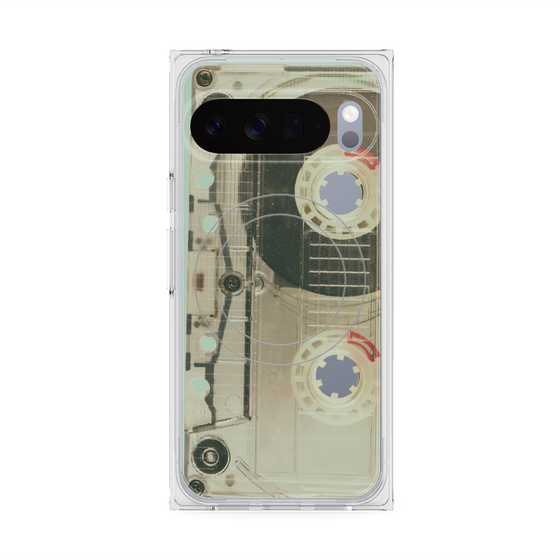 プレミアムスクエアケース with Pixelsnap［ RETORO CASSETTE TAPE - Skeleton Red ］