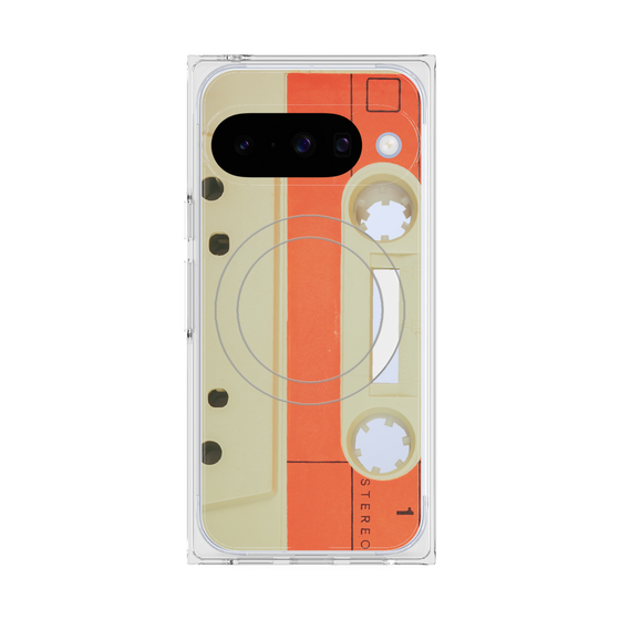 プレミアムスクエアケース with Pixelsnap［ RETORO CASSETTE TAPE - Opacity White ］