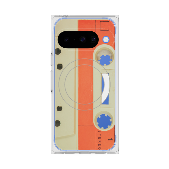 プレミアムスクエアケース with Pixelsnap［ RETORO CASSETTE TAPE - Opacity White ］