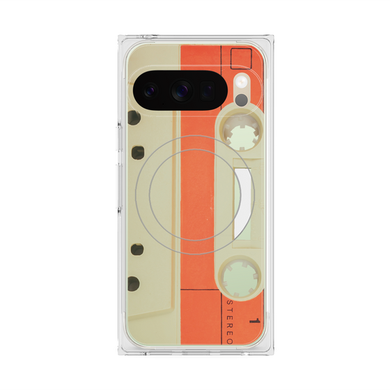 プレミアムスクエアケース with Pixelsnap［ RETORO CASSETTE TAPE - Opacity White ］
