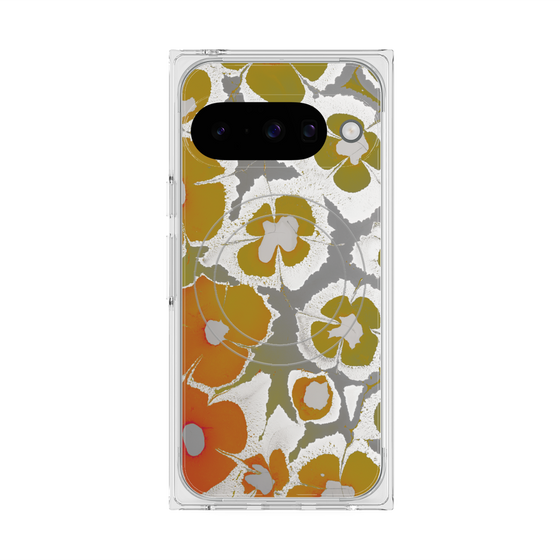 プレミアムスクエアケース with Pixelsnap［ y2k(Year2000) - Flower - Yellow Gray ］