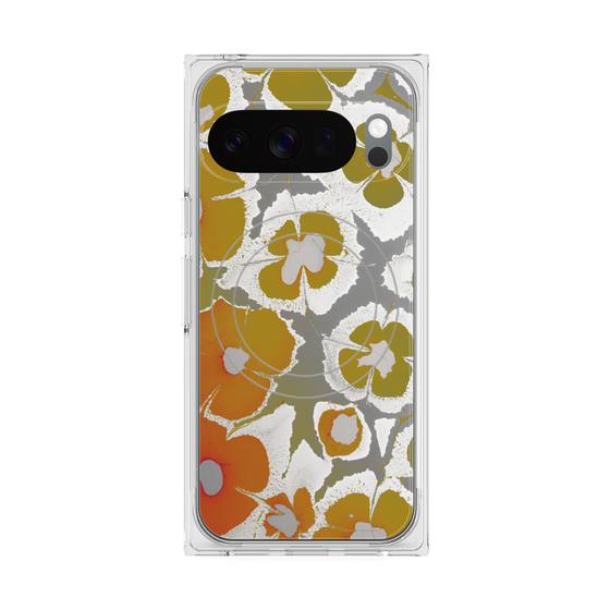 プレミアムスクエアケース with Pixelsnap［ y2k(Year2000) - Flower - Yellow Gray ］