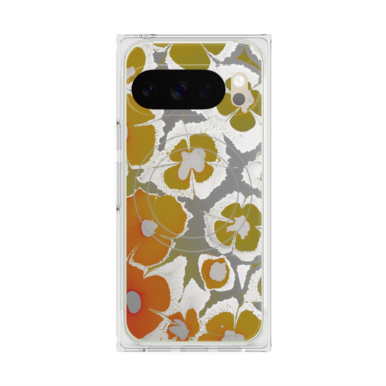 プレミアムスクエアケース with Pixelsnap［ y2k(Year2000) - Flower - Yellow Gray ］