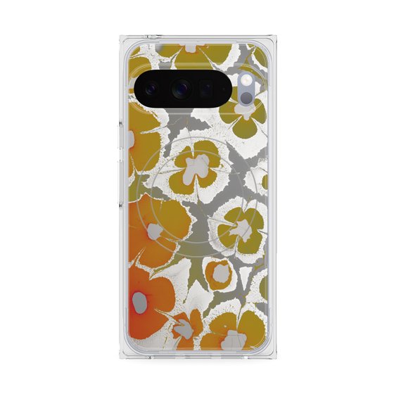 プレミアムスクエアケース with Pixelsnap［ y2k(Year2000) - Flower - Yellow Gray ］