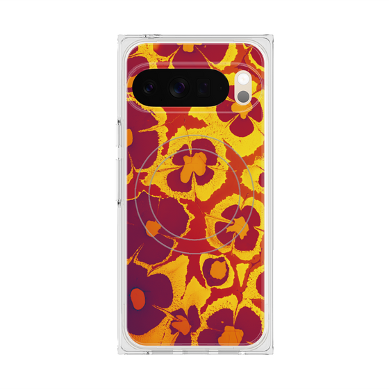 プレミアムスクエアケース with Pixelsnap［ y2k(Year2000) - Flower - Orange purple ］