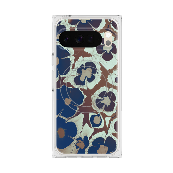 プレミアムスクエアケース with Pixelsnap［ y2k(Year2000) - Flower - Brown Navy ］