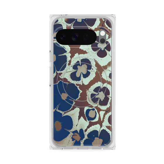 プレミアムスクエアケース with Pixelsnap［ y2k(Year2000) - Flower - Brown Navy ］