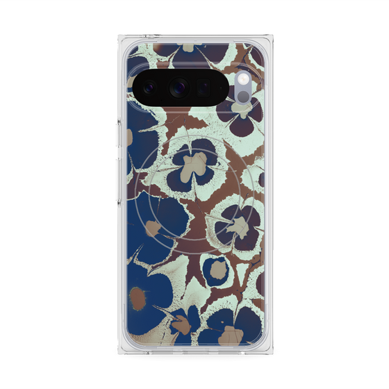 プレミアムスクエアケース with Pixelsnap［ y2k(Year2000) - Flower - Brown Navy ］