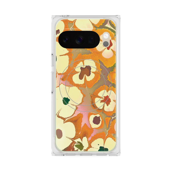プレミアムスクエアケース with Pixelsnap［ y2k(Year2000) - Flower - Orange Pink ］