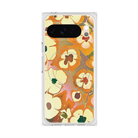 プレミアムスクエアケース with Pixelsnap［ y2k(Year2000) - Flower - Orange Pink ］