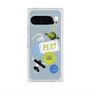 プレミアムスクエアケース with Pixelsnap［ Playful sticker - Dusty Blue ］